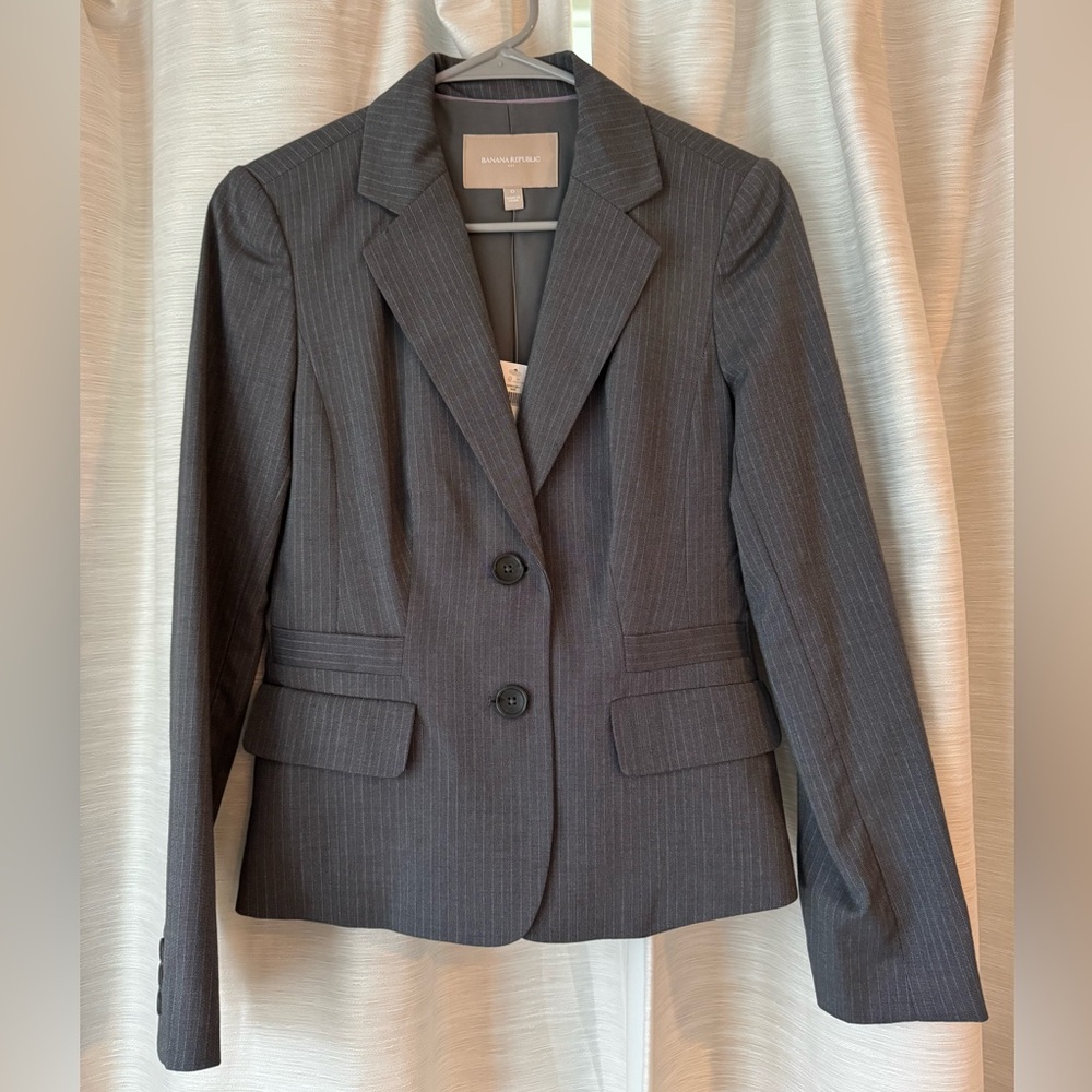 Banana Republic Women's Charcoal Pinstripe Blazer